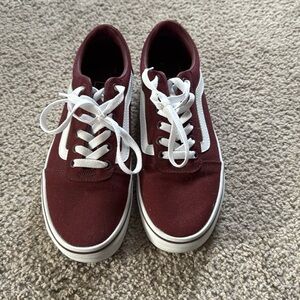 Maroon canvas vans